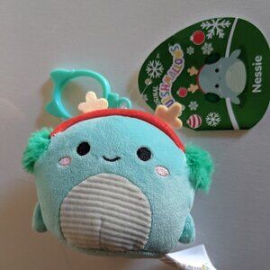 NWT Nessie 3.5" Loch Ness Monster Purse Clip Squishmallows Holiday Ear Muffs NEW